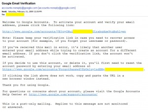Google Account Email Verification