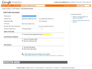 Google Analytics Edit Profile Information